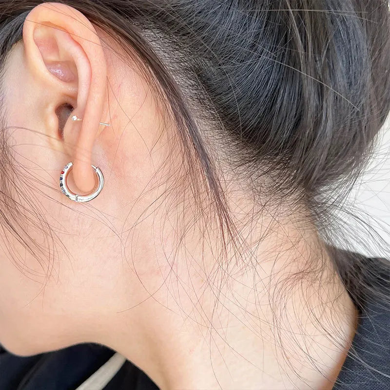 S925 Silver Rainbow Earrings for Man Holiday