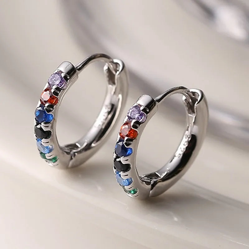 S925 Silver Rainbow Earrings for Man Holiday