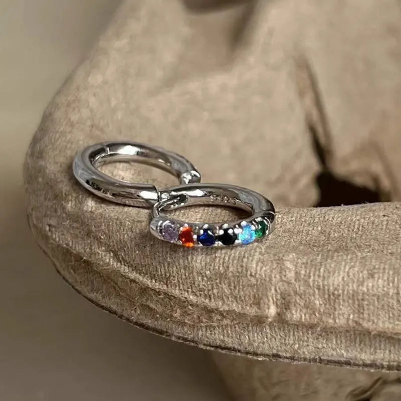 S925 Silver Rainbow Earrings for Man Holiday