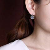 S925 Silver Cloisonne Hetian Jade Retro Rose Earrings