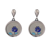 S925 Silver Cloisonne Hetian Jade Retro Rose Earrings