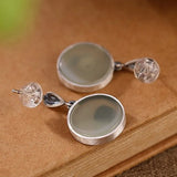 S925 Silver Cloisonne Hetian Jade Retro Rose Earrings