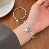 S925 Silver Colorful Smiley Face DIY Silver Bead Bracelet