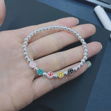 S925 Silver Colorful Smiley Face DIY Silver Bead Bracelet