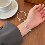 S925 Silver Colorful Smiley Face DIY Silver Bead Bracelet