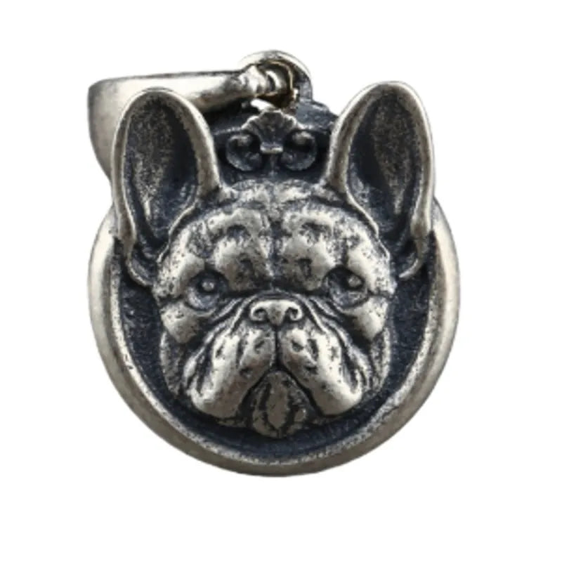 Real S925 Silver Bully Dog Animal Punk Style Man Pendant Jewelry