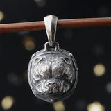 Real S925 Silver Bully Dog Animal Punk Style Man Pendant Jewelry