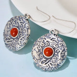 S925 Silver Earrings Thai Silver Ladies Red Lapis Lazuli Earrings