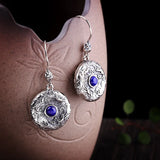 S925 Silver Earrings Thai Silver Ladies Red Lapis Lazuli Earrings