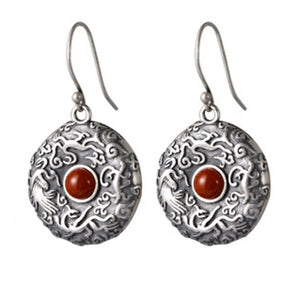 S925 Silver Earrings Thai Silver Ladies Red Lapis Lazuli Earrings