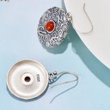 S925 Silver Earrings Thai Silver Ladies Red Lapis Lazuli Earrings