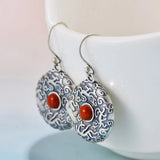 S925 Silver Earrings Thai Silver Ladies Red Lapis Lazuli Earrings