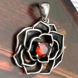 S925 Silver Zircon Rose Pendant