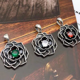 S925 Silver Zircon Rose Pendant