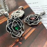 S925 Silver Zircon Rose Pendant