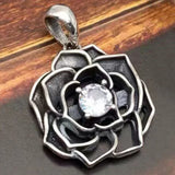S925 Silver Zircon Rose Pendant