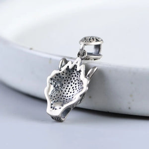 BOCAI S925 Silver Retro Punk Style Wolf Head Man Pendant