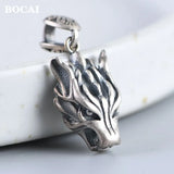 BOCAI S925 Silver Retro Punk Style Wolf Head Man Pendant