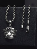 BOCAI Real S925 Silver Jewelry Retro Mask Pendant For Men Birthday