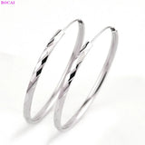 Real S925 Sterling Silver Earrings for Women Platinum Charm Earbobs