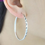 Real S925 Sterling Silver Earrings for Women Platinum Charm Earbobs