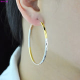 S925 Sterling Silver Tricolor Earbobs Women's Ear Jewelry