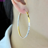 S925 Sterling Silver Tricolor Earbobs Women's Ear Jewelry