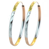 S925 Sterling Silver Tricolor Earbobs Women's Ear Jewelry