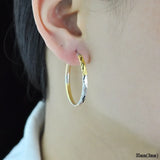 S925 Sterling Silver Tricolor Earbobs Women's Ear Jewelry