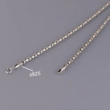 Solid s925 Silver Women's Necklace 2MM Sweater Chain