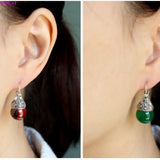 Sterling Silver Garnet Chalcedony Pearl Ear Clips