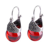 Sterling Silver Garnet Chalcedony Pearl Ear Clips