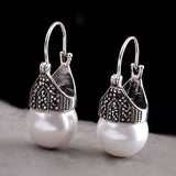 Sterling Silver Garnet Chalcedony Pearl Ear Clips