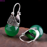 Sterling Silver Garnet Chalcedony Pearl Ear Clips