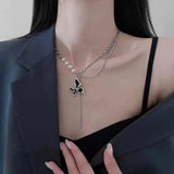 S925 Butterfly Tassel Female Niche High Sense Cold Wind Pendant