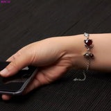 S925 Sterling Silver Bracelet Garnet Fox Thai Silver Hand Female String