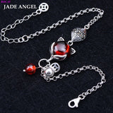S925 Sterling Silver Bracelet Garnet Fox Thai Silver Hand Female String