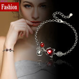 S925 Sterling Silver Bracelet Garnet Fox Thai Silver Hand Female String