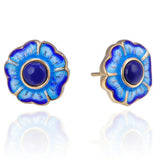 Sterling Silver Cloisonne Earrings Ethnic Style Red Stone Lapis Enamel Jewelry