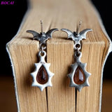 S925 Silver Bat Crystal Ear-drop Earrings