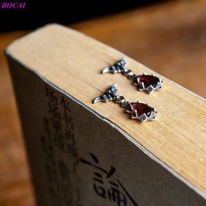 S925 Silver Bat Crystal Ear-drop Earrings