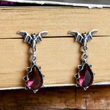 S925 Silver Bat Crystal Ear-drop Earrings
