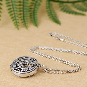 Women's S925 Sterling Silver Hollow Flower Locket Pendant