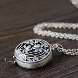 Women's S925 Sterling Silver Hollow Flower Locket Pendant