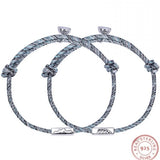 S925 Sterling Silver Couple Hand Rope Magnetic Bracelet