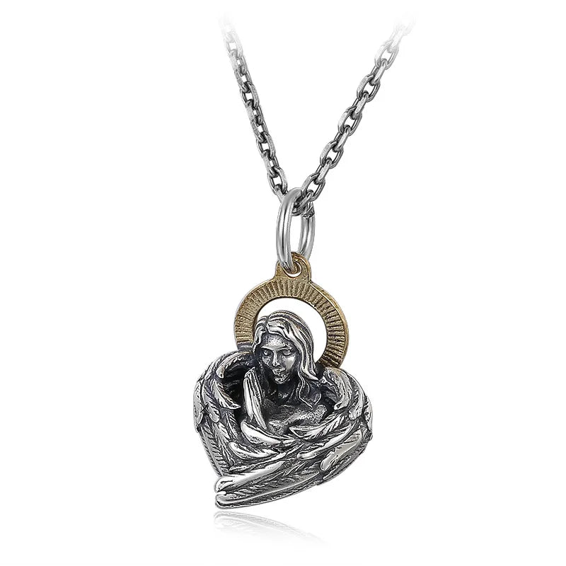 S925 Silver Feather Wing Pendant Necklace Angel Solid 925 Silver Woman Pendant