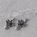 S925 Silver Earrings Sunflower Design Retro Style Women's Jewelry