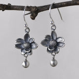 S925 Silver Earrings Sunflower Design Retro Style Women's Jewelry