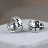 S925 Retro Woman Silver Earrings Thai Silver Art Ear Studs