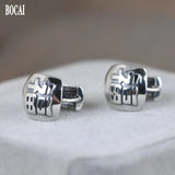S925 Retro Woman Silver Earrings Thai Silver Art Ear Studs